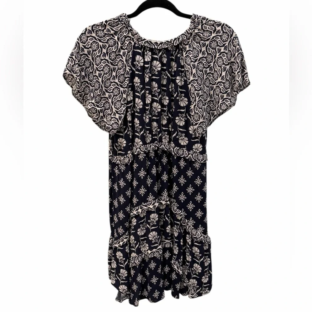 Anthropologie Navy and White Floral Dress